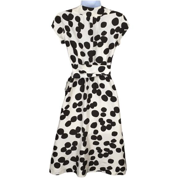 Banana‎ Republic Wrap Dress 100% Silk White Brown Polka Dot Cap Sleeve Women's 0 - Picture 2 of 16